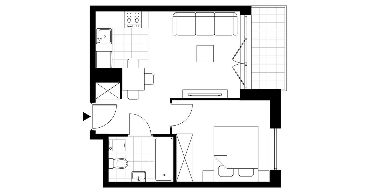 2-pokojowe mieszkanie 32m2 + loggia Bezpośrednio - Pełny obrazek: 3/8