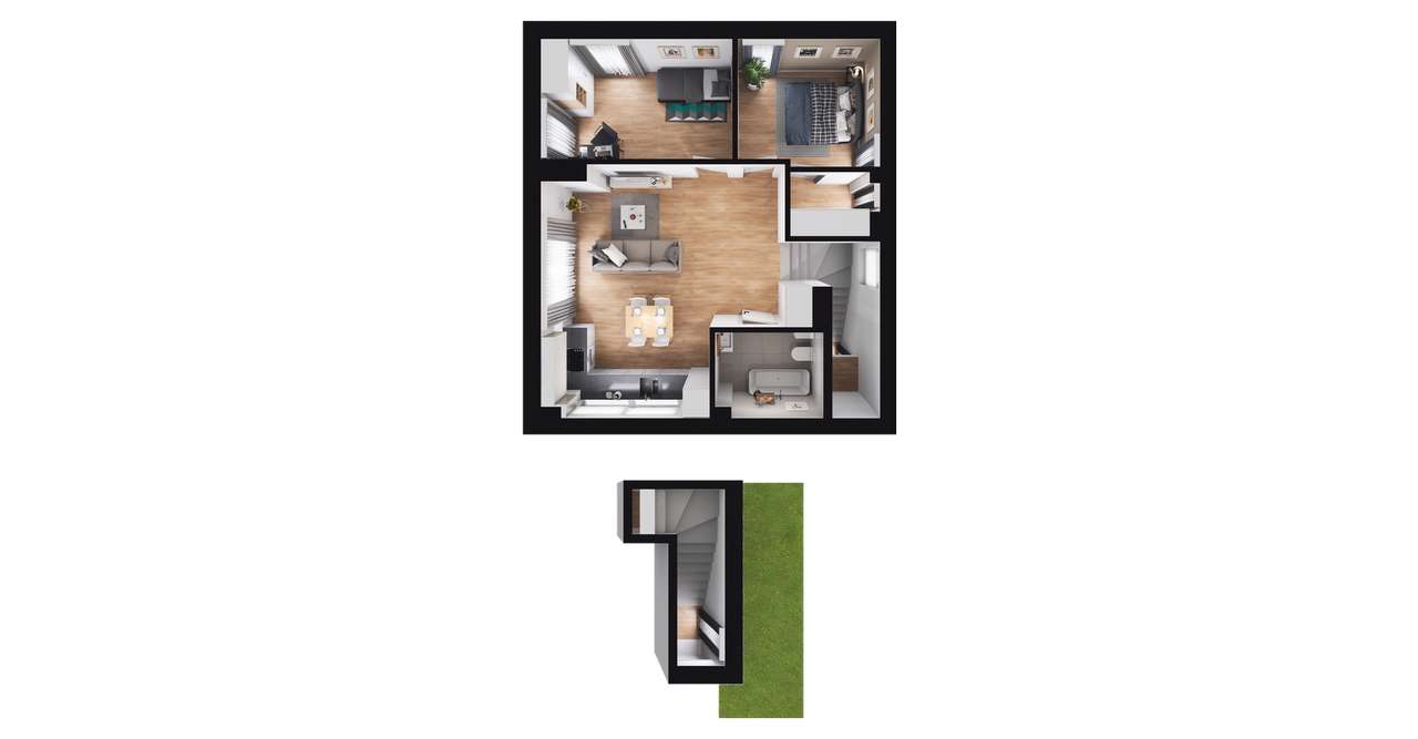 3-pokojowe mieszkanie 54m2 + ogródek Bez Prowizji - Pełny obrazek: 2/8