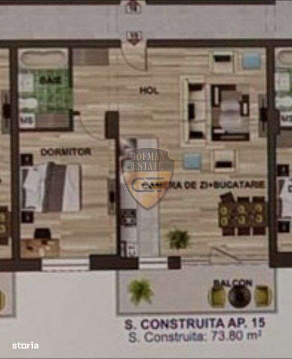 Ap 2 cam, semidecomandat, Mamaia Nord Et 1/8, lift, 73.80 mp, balcon, - Imagine principală: 1/11