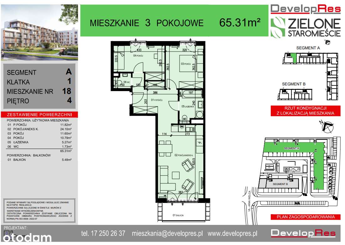 65 m² dla rodziny , 3 pokoje , IV piętro - Zielone Staromieście