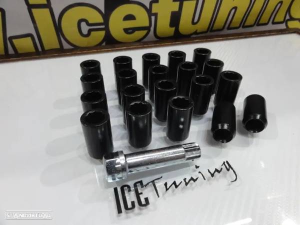 Porcas / Lug Nuts em cromado e preto com 32x20mm 14x1.50 Ideal para Tesla e Honda Conjunto 20 Unidades + Chave - 5