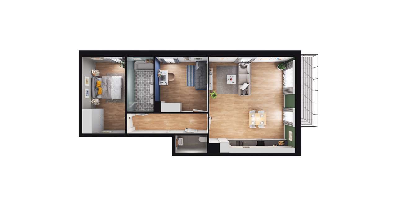 3-pokojowe mieszkanie 67m2 + balkon - Pełny obrazek: 2/6