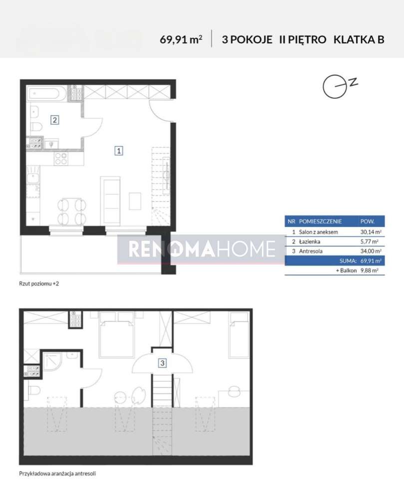 M3- 2 poziomy 69,91m2|Parking|blisko szkoła - Pełny obrazek: 2/7