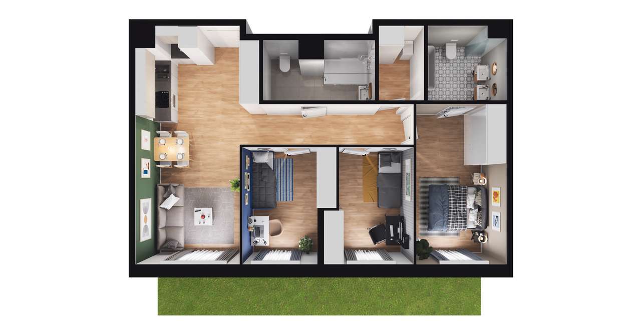 4-pokojowe mieszkanie 76m2 + ogródek Bezpośrednio - Pełny obrazek: 2/8