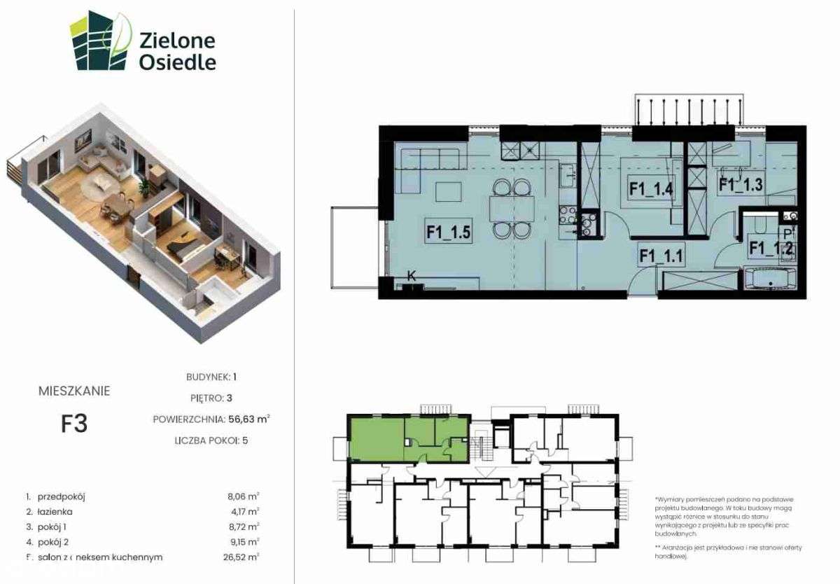 Nowe mieszkanie 56m2 F3 Zielone Osiedle Koszęcinie-8