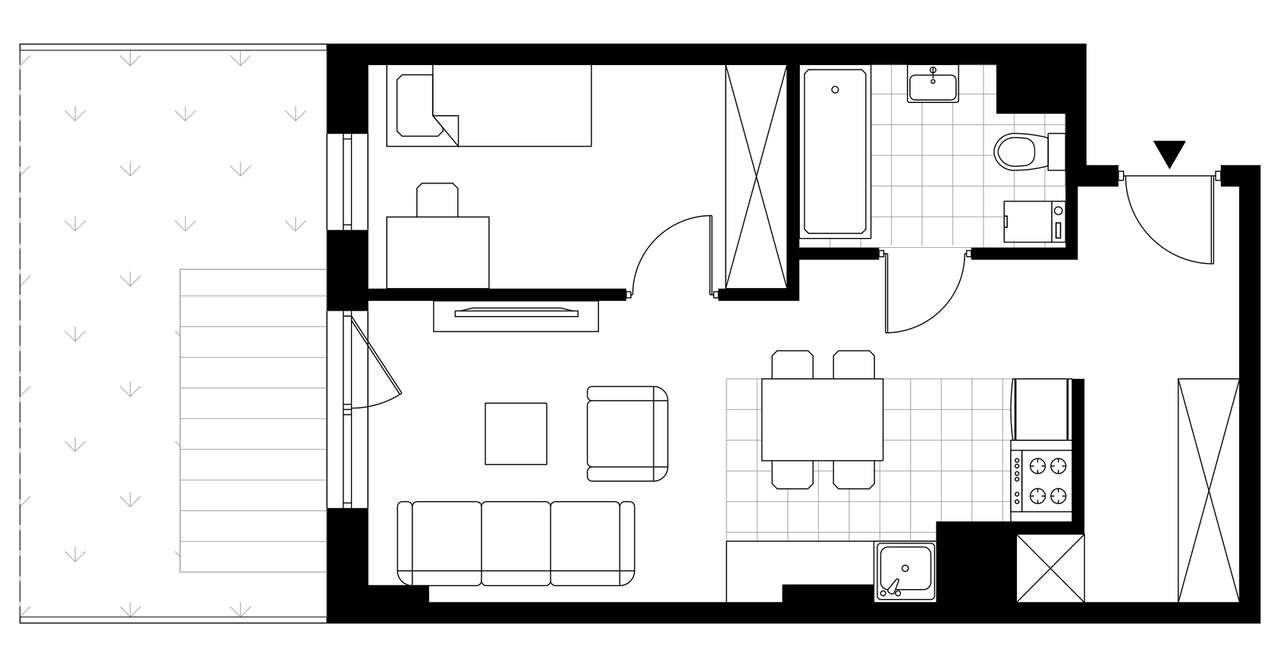 2-pokojowe mieszkanie 41m2 + ogródek Bezpośrednio - Pełny obrazek: 3/8