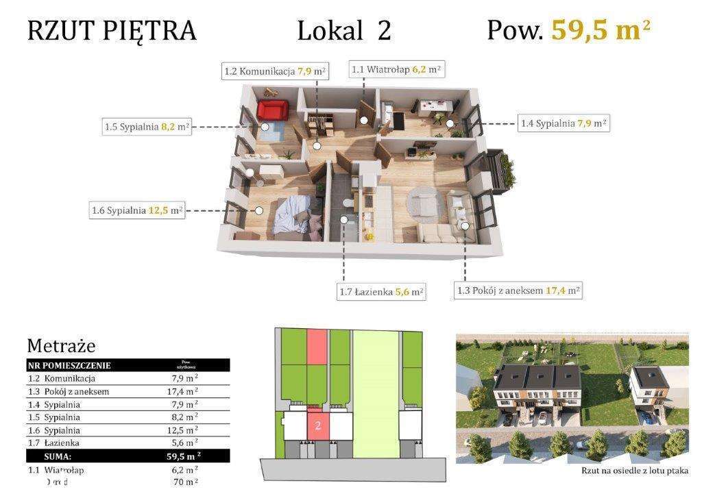 4-pokojowe mieszkanie 59,5m2 wraz z garażem  i ogródkiem 70m2 W CENIE-3