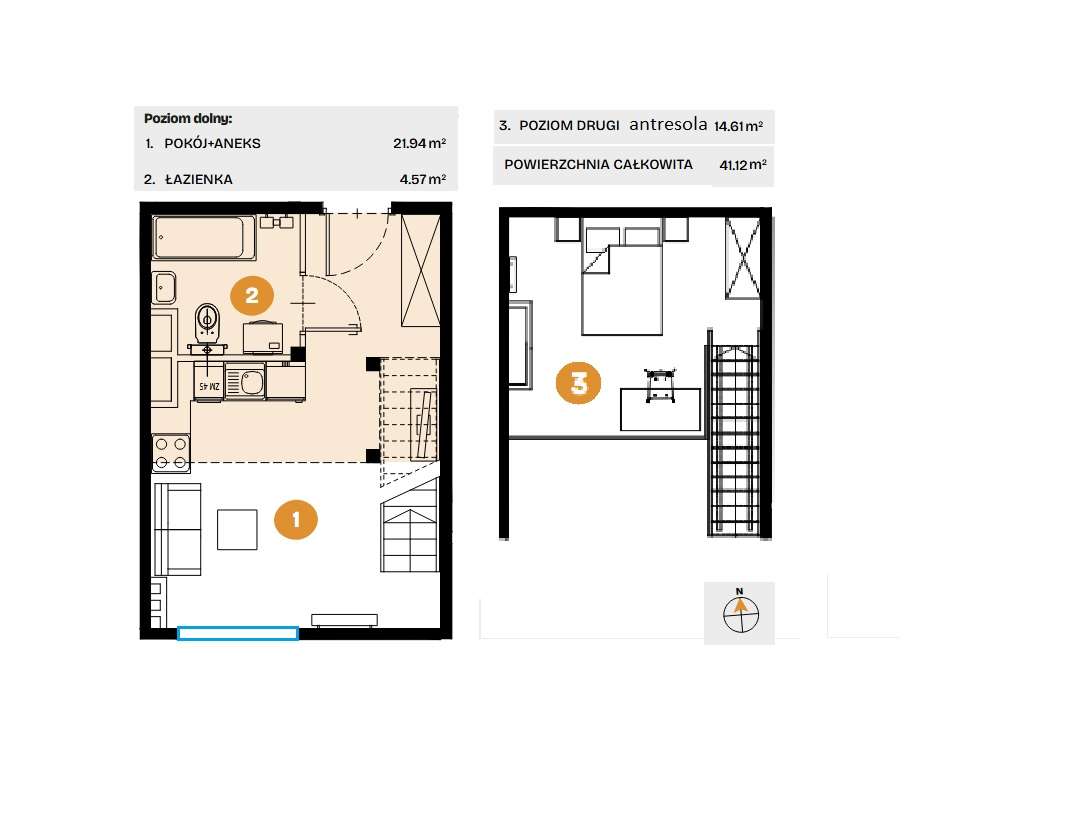Luksusowe 2 pokoje-antresola / Bronowice / 2025 r / przeszlenie salonu-1