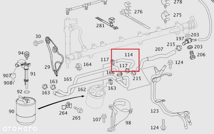 MERCEDES OM648 CDI Przewod filtra paliwa paliwowy kolanko - 2