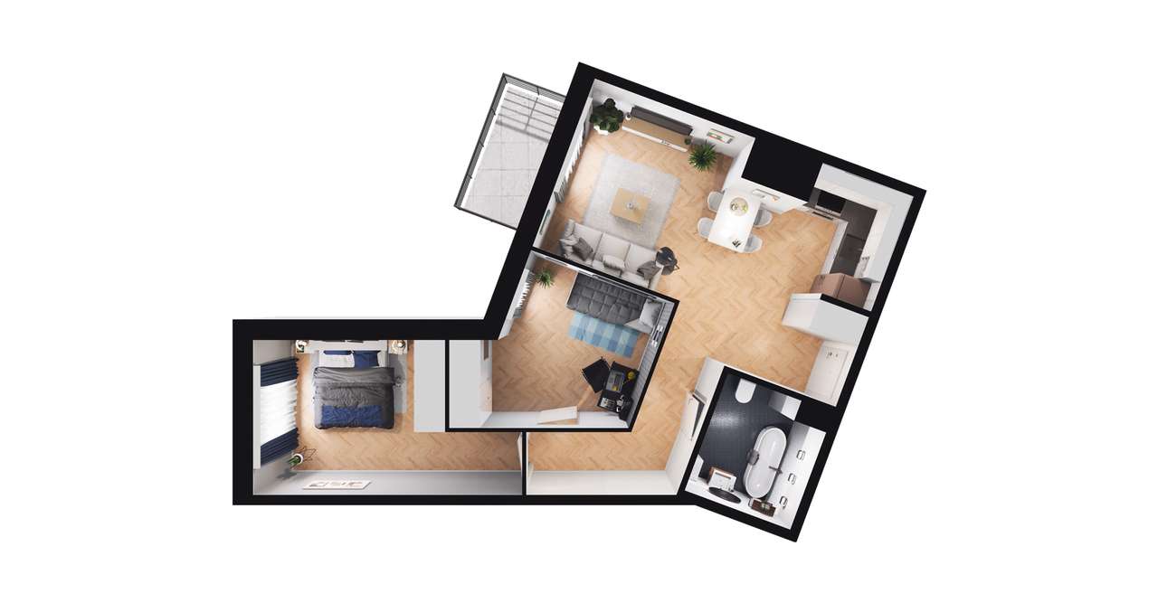 3-pokojowe mieszkanie 59m2 + balkon Bezpośrednio - Pełny obrazek: 2/8