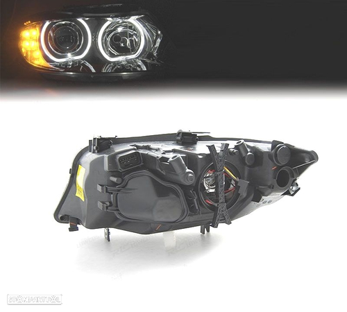 FARÓIS ANGEL EYES PISCA EM LED PARA BMW SERIE 3 E90 E91 05-11 FUNDO PRETO - 2