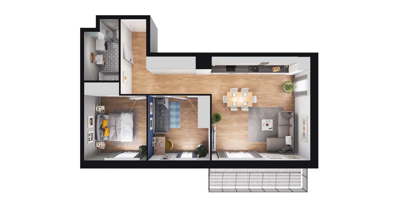 3-pokojowe mieszkanie 58m2 + balkon Bez Prowizji - Pełny obrazek: 2/8