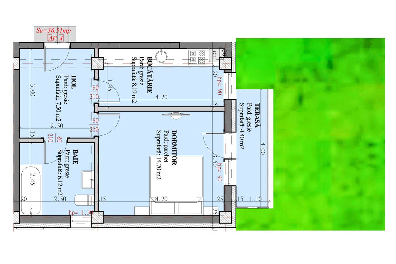ASTORIA RESIDENCE  Apartament 1 camera 40.9 m bloc C2 parter cu curte - Imagine principală: 1/10