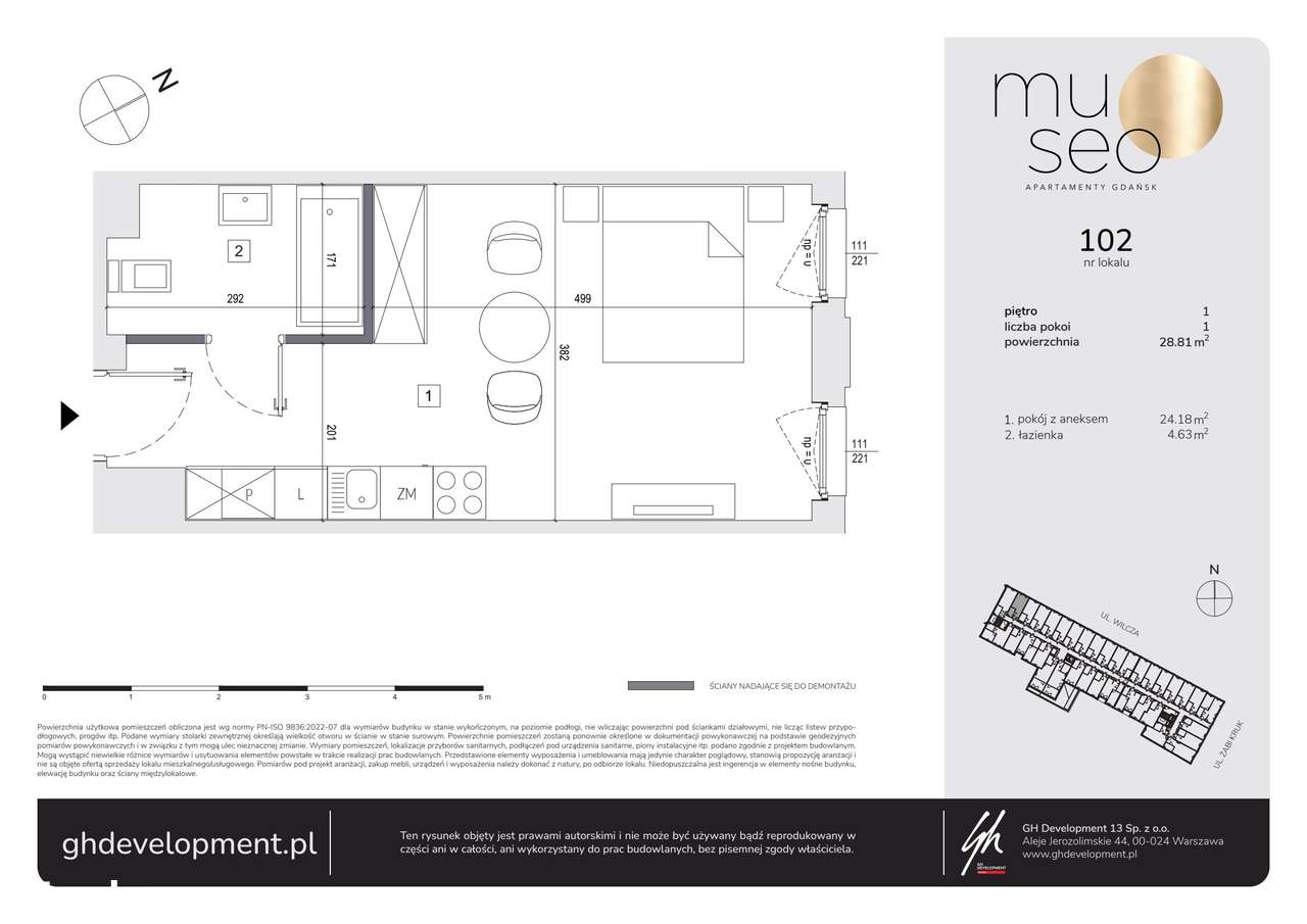 1-pokojowe mieszkanie 28m2 Bez Pośredników - Pełny obrazek: 2/7