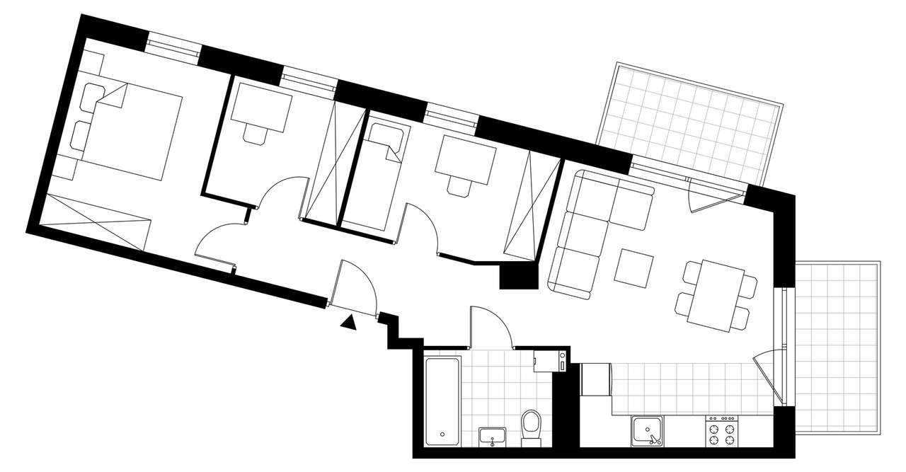 4-pokojowe mieszkanie 56m2 + 2 balkony - Pełny obrazek: 3/8