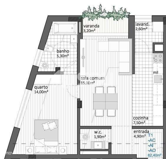 Apartamento T1 Novo "Gold Living", Baguim do Monte-15