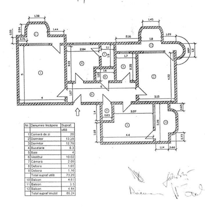 Confort si compartimentare ideala – 3 camere, 86 mp, decomandat, 2 b-10