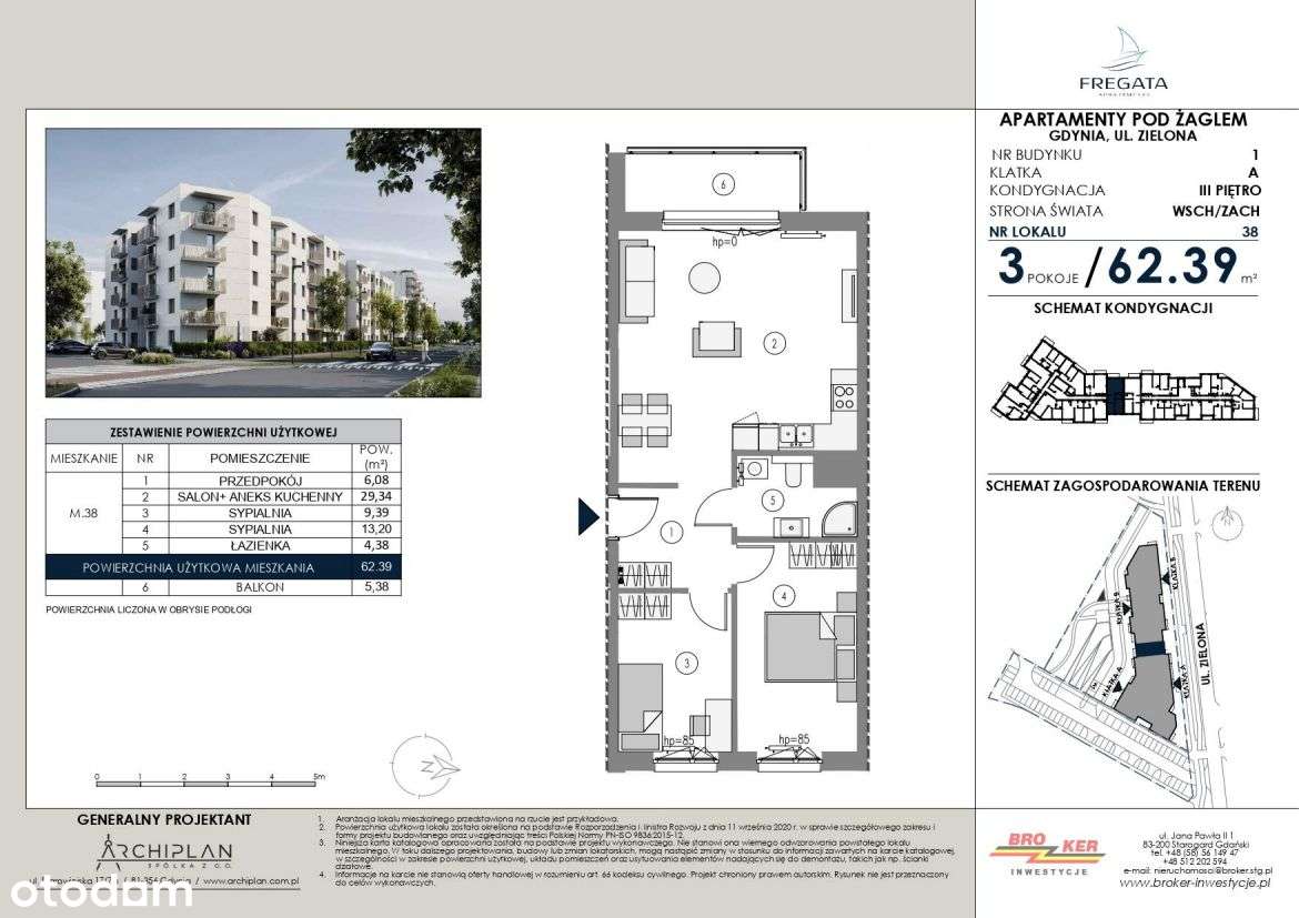 3-pokojowe mieszkanie 62m2 + balkon - Pełny obrazek: 2/5