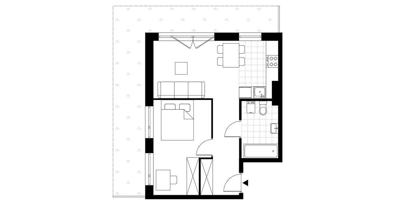 2-pokojowe mieszkanie 40m2 + ogródek - Pełny obrazek: 3/6