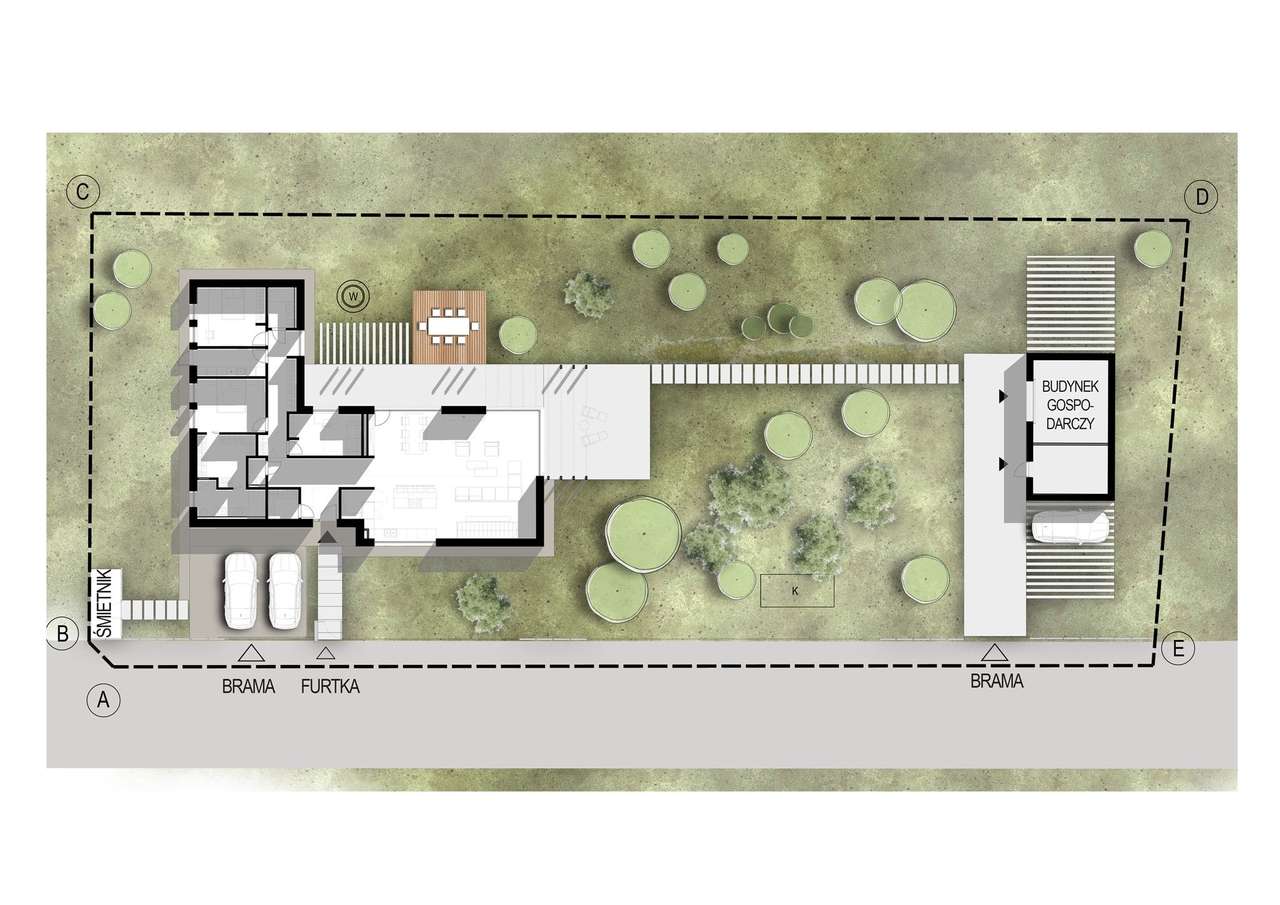 Nowoczesny dom parterowy | Józefów | piwnica | budynek gosp.-9