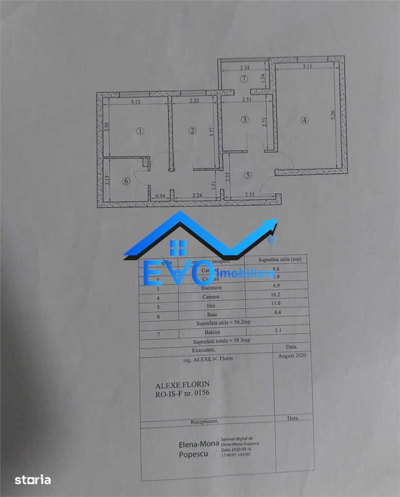 Apartament 3 camere decomandat, Alexandru cel Bun, 60mp, bloc 1983