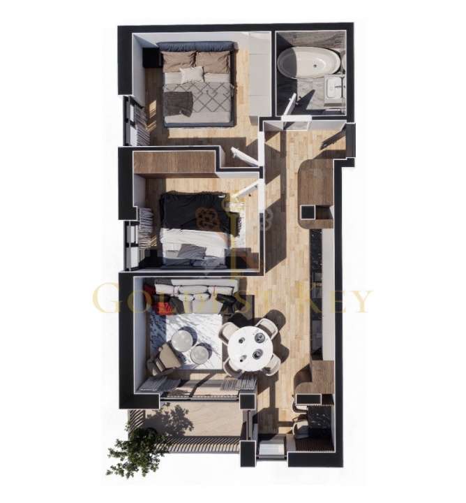 Apartament finisat cu 3 camere, balcon si parcare exterioara-0