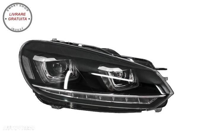 Faruri LED VW Golf 6 VI (2008-2013) Design Golf 7 3D U Design Semnal LED Dinamic- livrare gratuita - 4