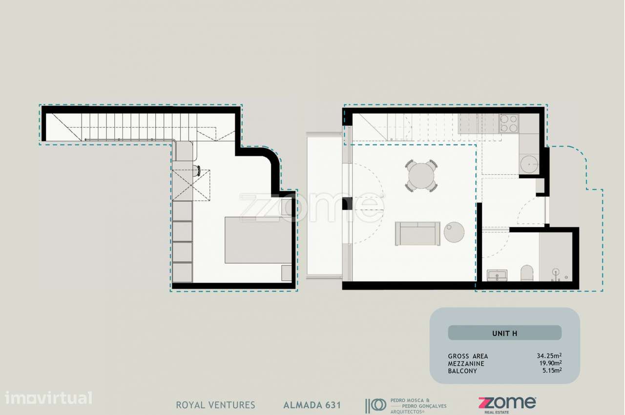Apartamento T1 duplex mezzanine na Rua Almada Porto (fração H) - Grande imagem: 2/8