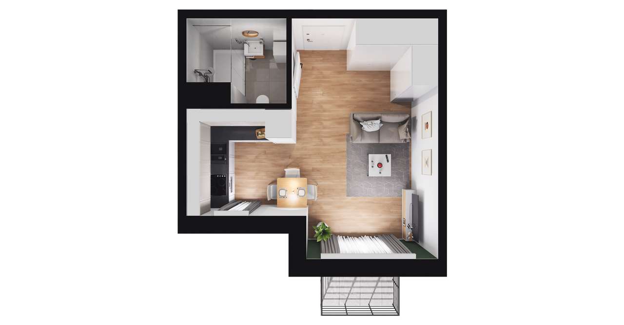 1-pokojowe mieszkanie 26m2 + balkon Bez Prowizji - Pełny obrazek: 2/8