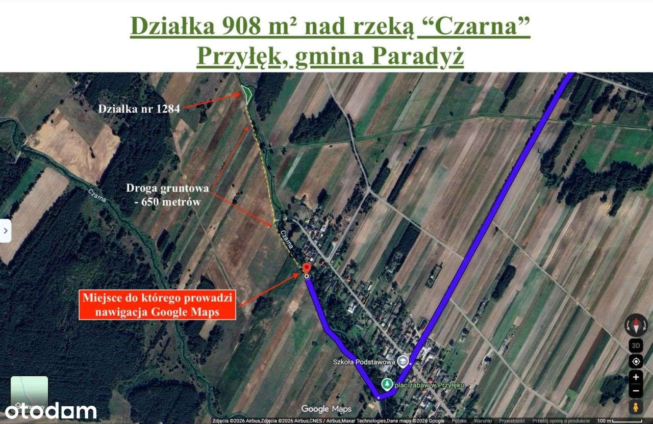 Działka 908 m² nad rzeką Czarną, Przyłęk, Paradyż-2