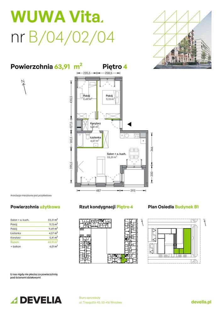 3-pokojowe mieszkanie 63m2 + balkon - Pełny obrazek: 2/9
