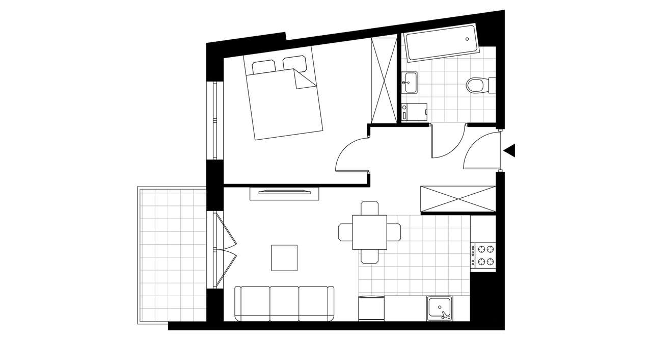 2-pokojowe mieszkanie 40m2 + balkon - Pełny obrazek: 3/8