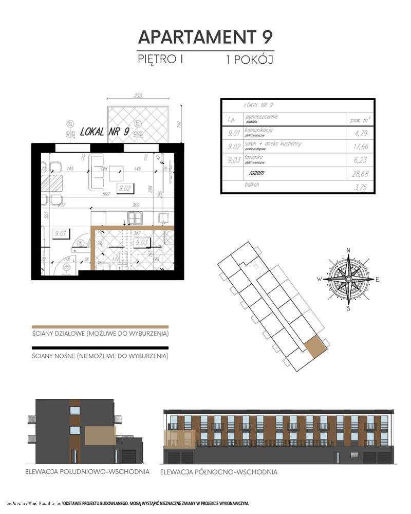 1-pokojowe mieszkanie 28m2 + balkon - Pełny obrazek: 2/6
