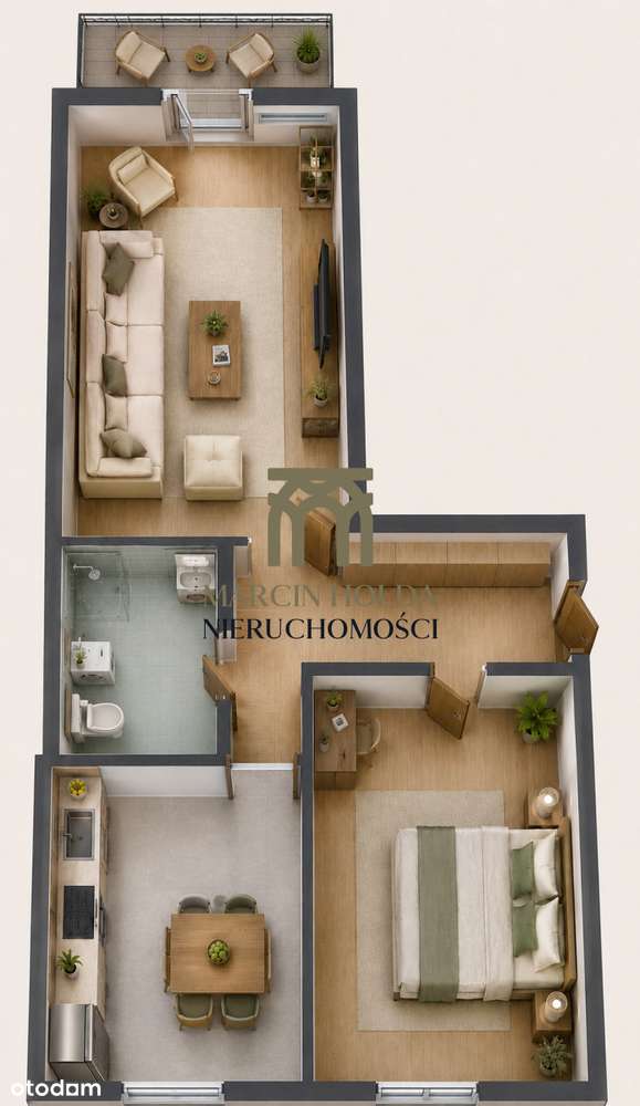 Mieszkanie, 2 pok. – 54m2 I 2 pokoje I balkon I jasna kuchnia
