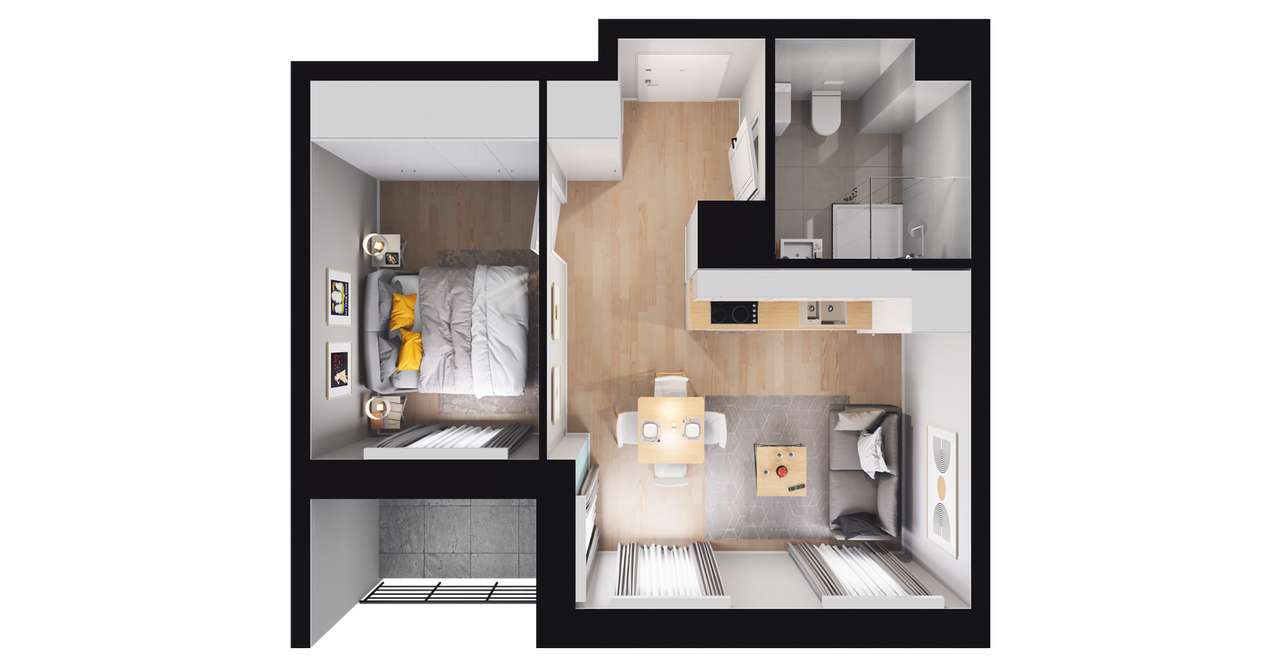 2-pokojowe mieszkanie 31m2 + loggia Bez Prowizji - Pełny obrazek: 2/8