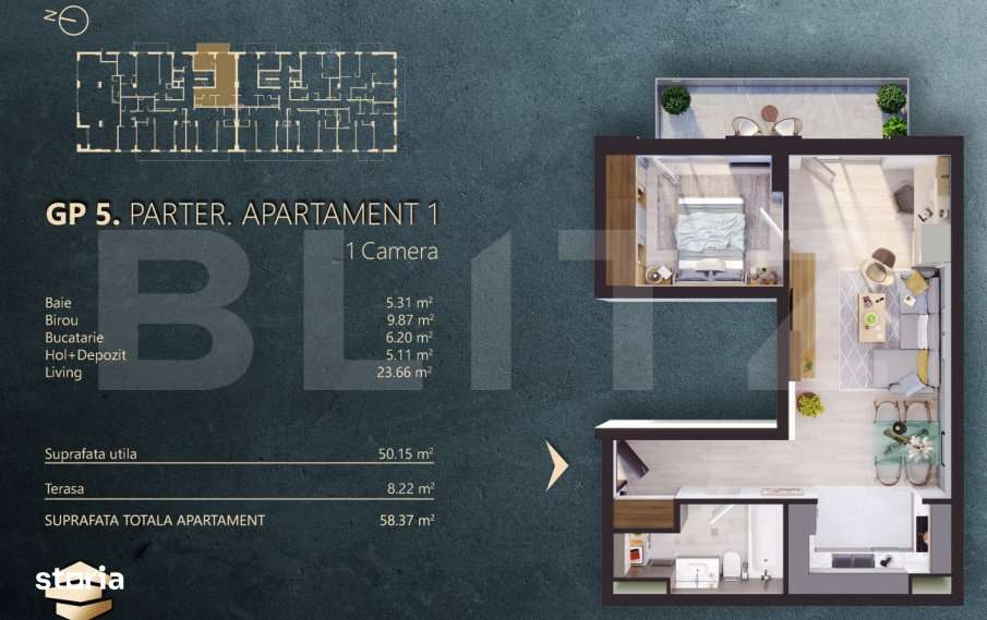 Ap. 2 camere[50 mp] Ansamblu Rezidential_zona RIVUS - Imagine principală: 2/12