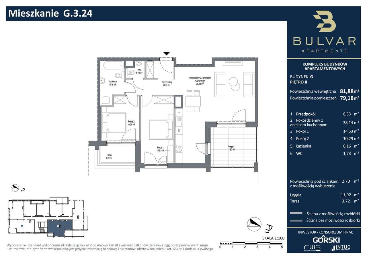 Bulvar Apartments | mieszkanie 3-pok. | G.3.24 - Pełny obrazek: 2/9