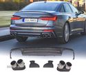 DIFUSOR PARA AUDI A6 S-LINE 19- LOOK S6 + PONTEIRAS DE ESCAPE CROMADO - 1