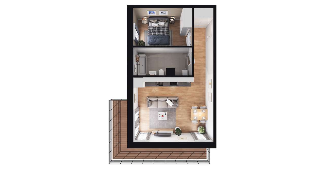 Mieszkanie L02 | 41,36 m² | 2 pok. | Centrum - Pełny obrazek: 3/9