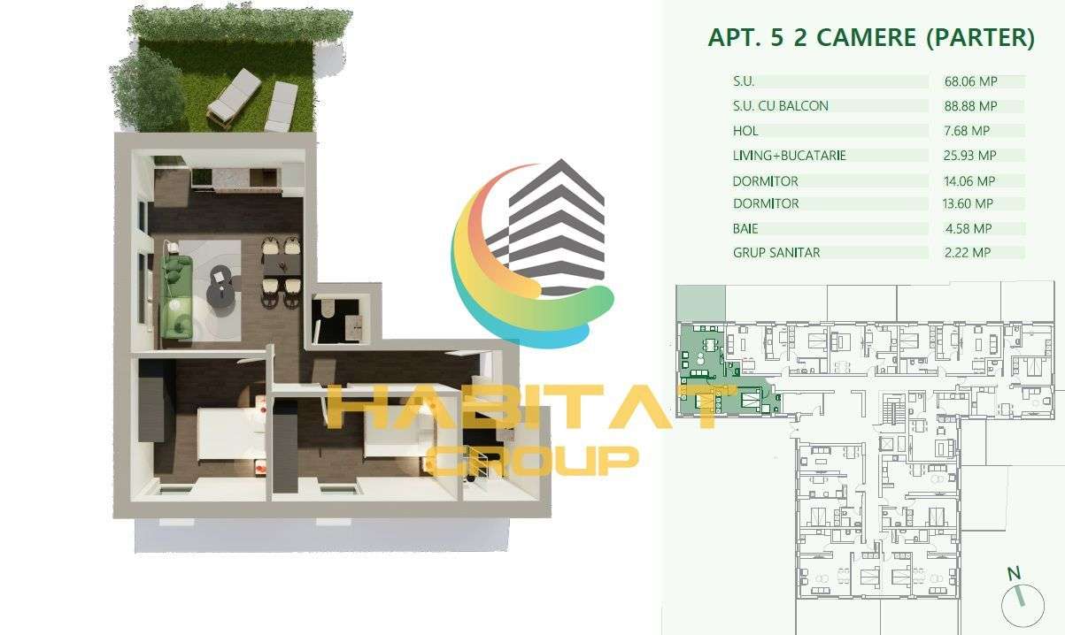 2 camere Mihai Bravu Decomandat la parter cu curte 88 mp - Imagine principală: 4/17