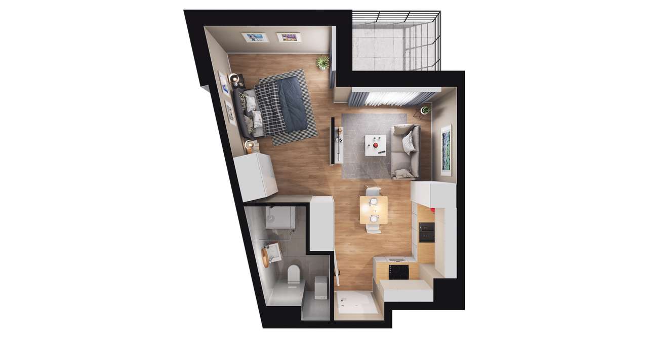 1-pokojowe mieszkanie 32m2 + balkon Bez Prowizji - Pełny obrazek: 2/8