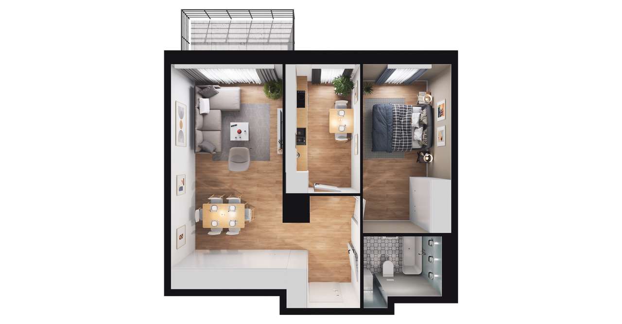 2-pokojowe mieszkanie 50m2 + balkon Bezpośrednio - Pełny obrazek: 2/8