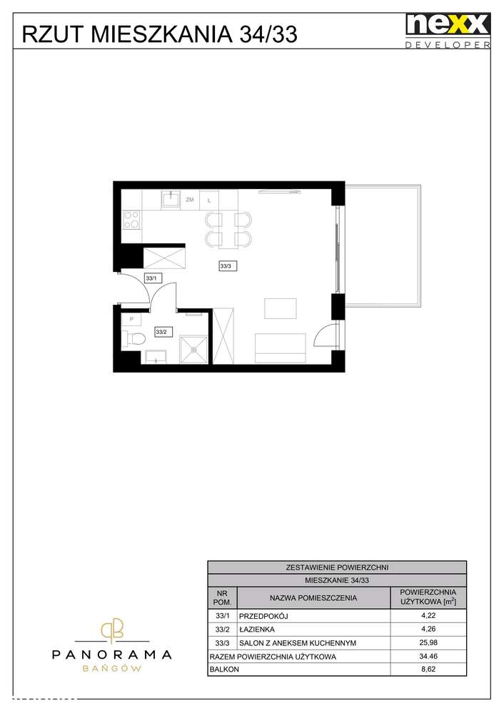 Panorama Bańgów | mieszkanie 1-pok. | B33 - Pełny obrazek: 2/13