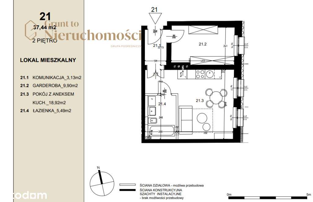 2 pokoje w nowej, ekskluzywnej kamienicy | Gwarna - Pełny obrazek: 5/5