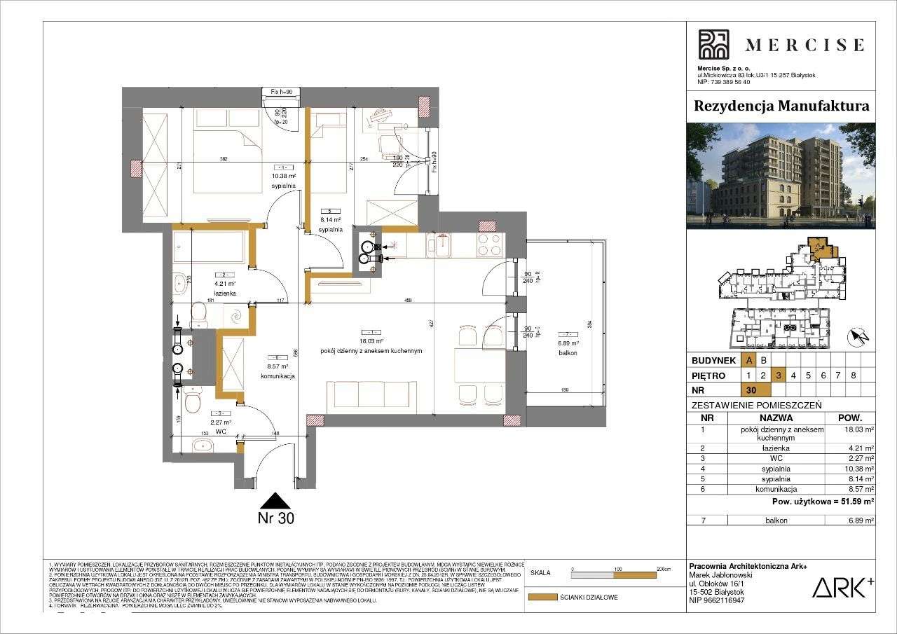 Rezydencja Manufaktura | Apartament 3-pok. | A30 - Pełny obrazek: 2/16