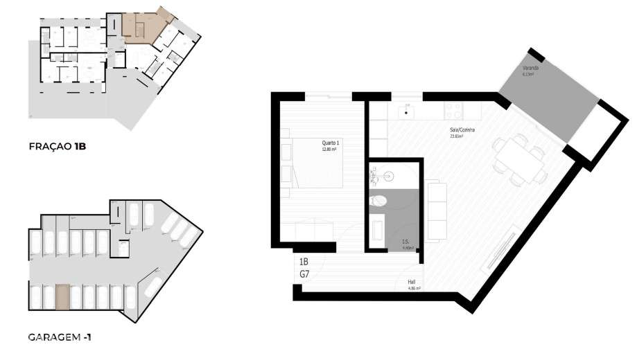 Apartamento T1 com garagem, varanda e eficiência energética A+-5