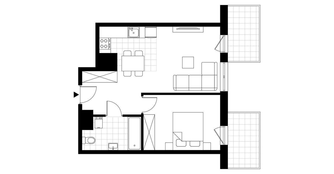 2-pokojowe mieszkanie 43m2 + 2 loggie Bez Prowizji - Pełny obrazek: 3/8