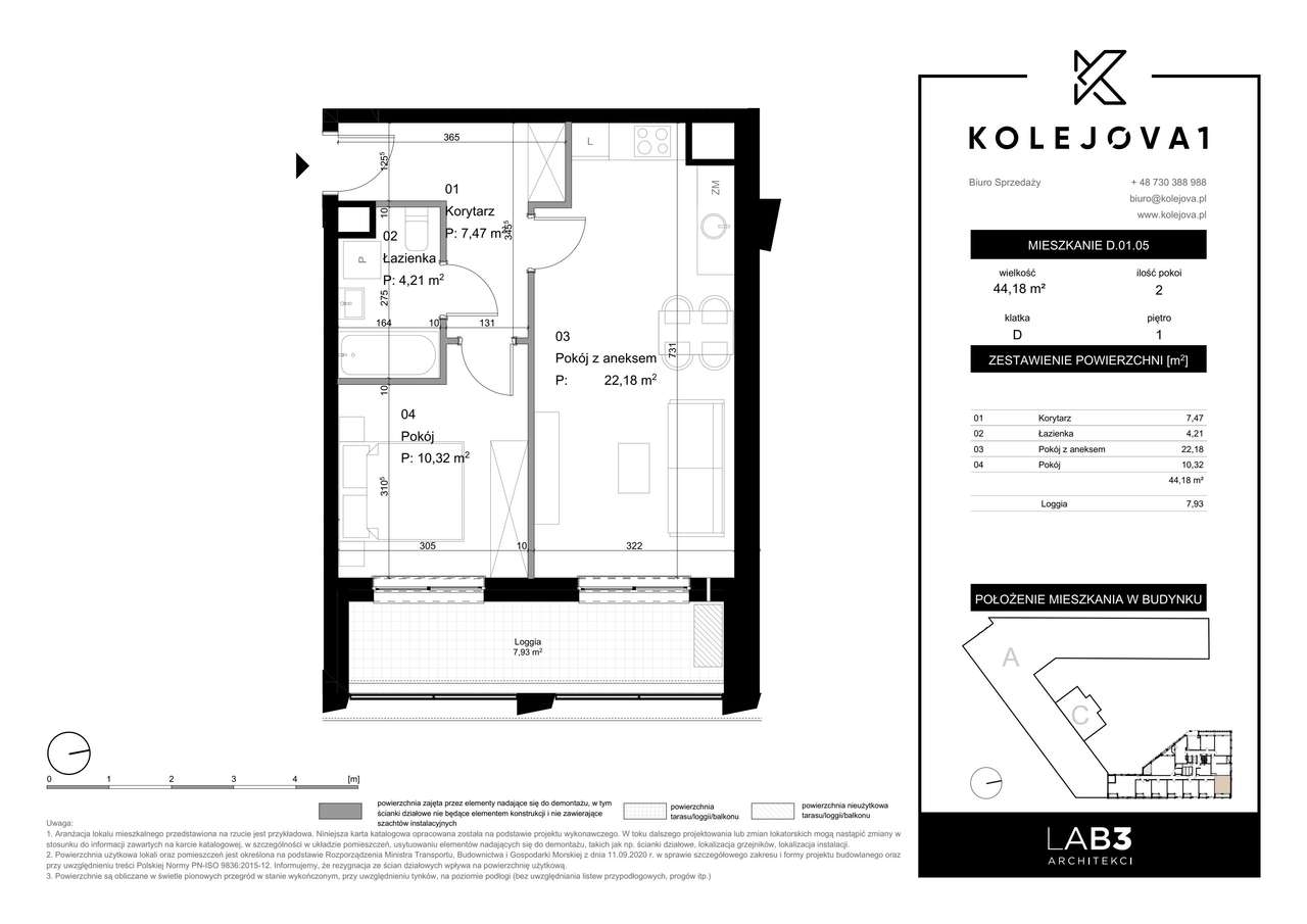 Kolejova 1 | mieszkanie 2-pok. | D.01.05 - Pełny obrazek: 2/7