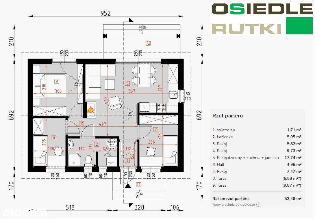 Dom STAN DEWELOPERSKI 52m2 (z poddaszem 88,63m2) - Pełny obrazek: 3/10