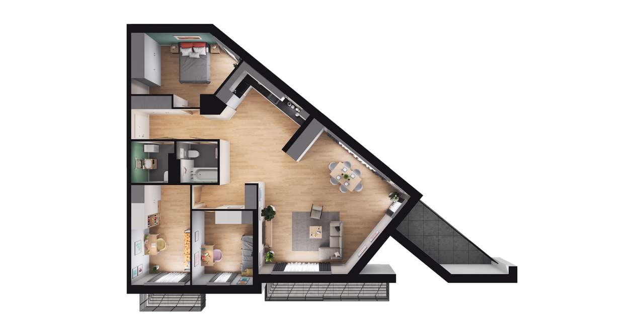 Gotowe 4-pokojowe mieszkanie 98m2 + 2 balkony - Pełny obrazek: 2/8